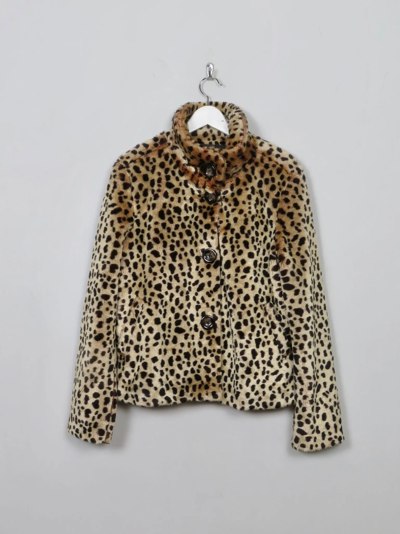 Women's Vintage Leopard Print Faux Fur Jacket S/M