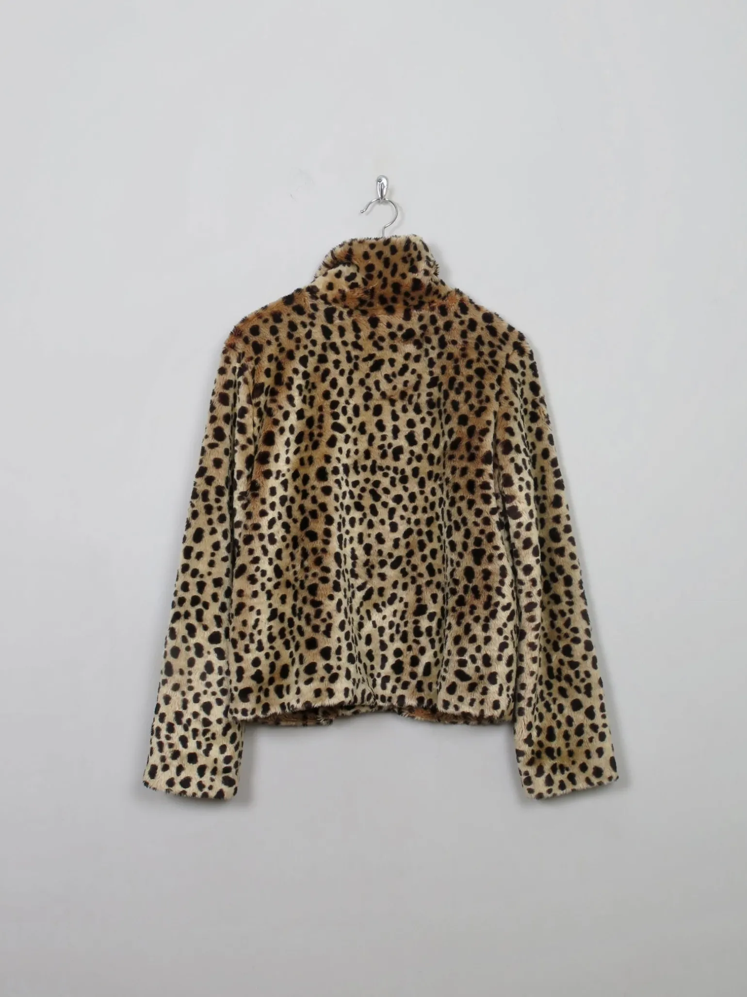 Women's Vintage Leopard Print Faux Fur Jacket S/M