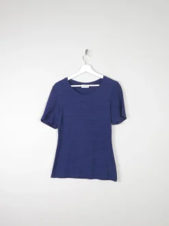 Women's Vintage Navy Bianca 1990s Top With Print S