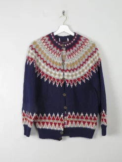 Women's Vintage Navy Fair Isle Cardigan S/M