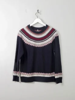 Women's Vintage Navy Fair-Isle Jumper S