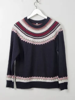 Women's Vintage Navy Fair-Isle Jumper S
