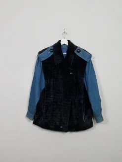 Women's Vintage Navy Fur & Denim Jacket M/L
