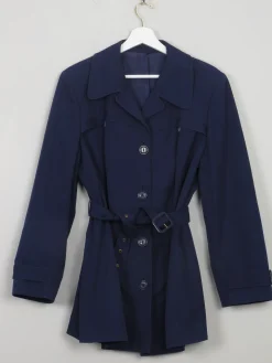 Women's Vintage Navy Short Trench Coat L