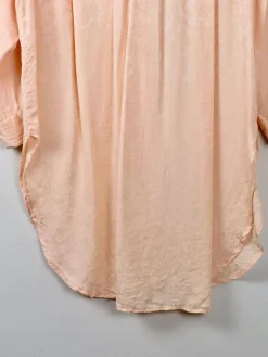 Women's Vintage Peach Silk Long Blouse S