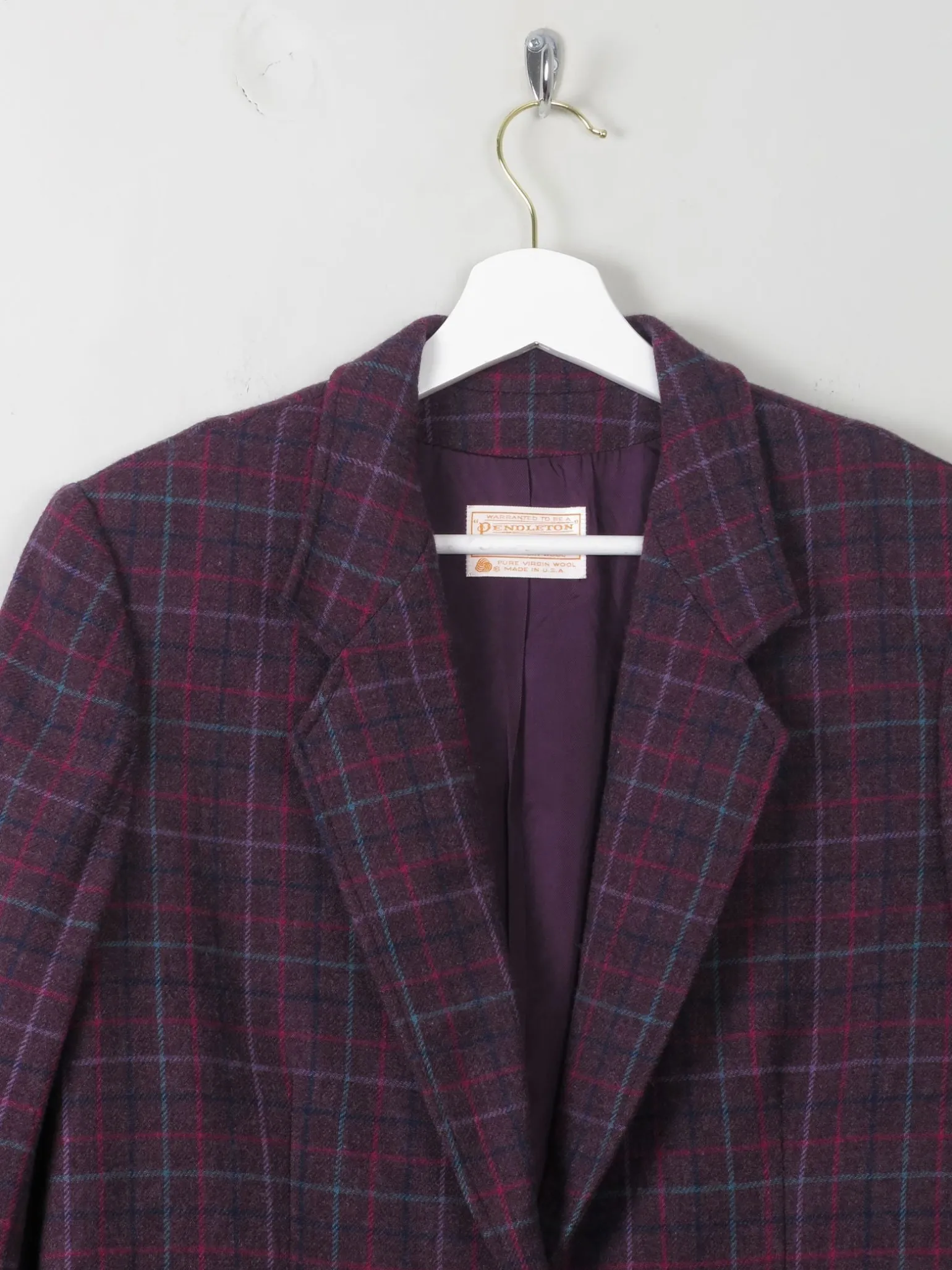 Women's Vintage Pendleton Plum Check Wool Jacket M