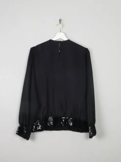 Women's Vintage Pink & Black Sequin Top M/L
