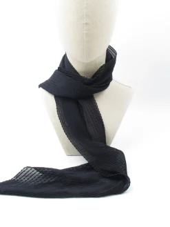 Women's Vintage Pleated Black Scarf