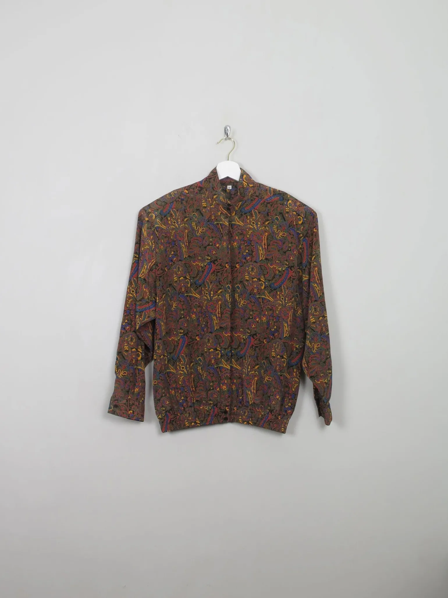 Women's Vintage Printed Brown Blouse M