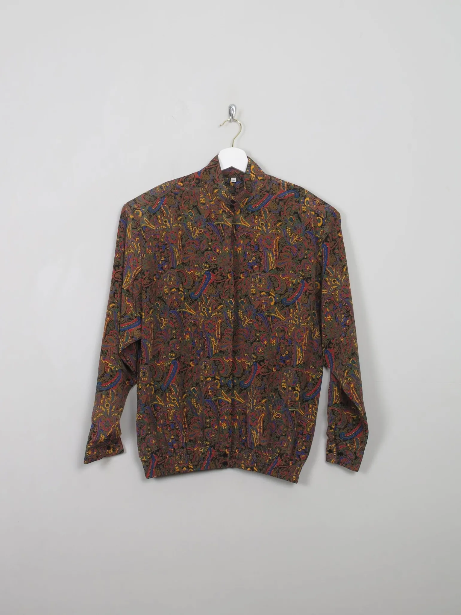 Women's Vintage Printed Brown Blouse M