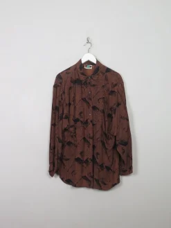 Women's Vintage Printed 80s Blouse M/L