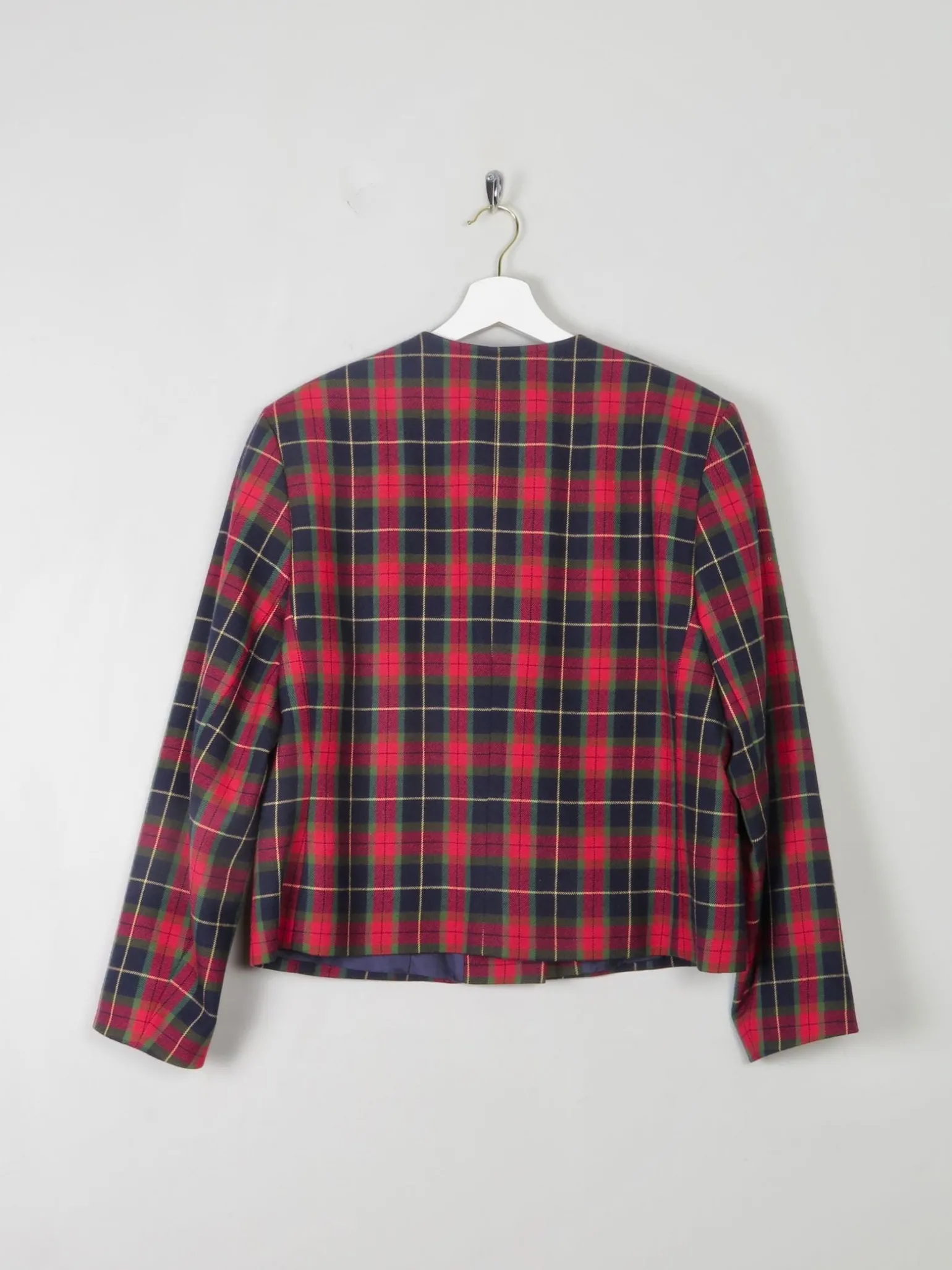 Women's Vintage Red & Navy Tartan Avoca Jacket M