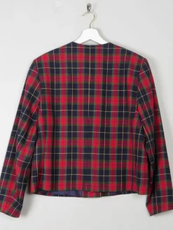 Women's Vintage Red & Navy Tartan Avoca Jacket M