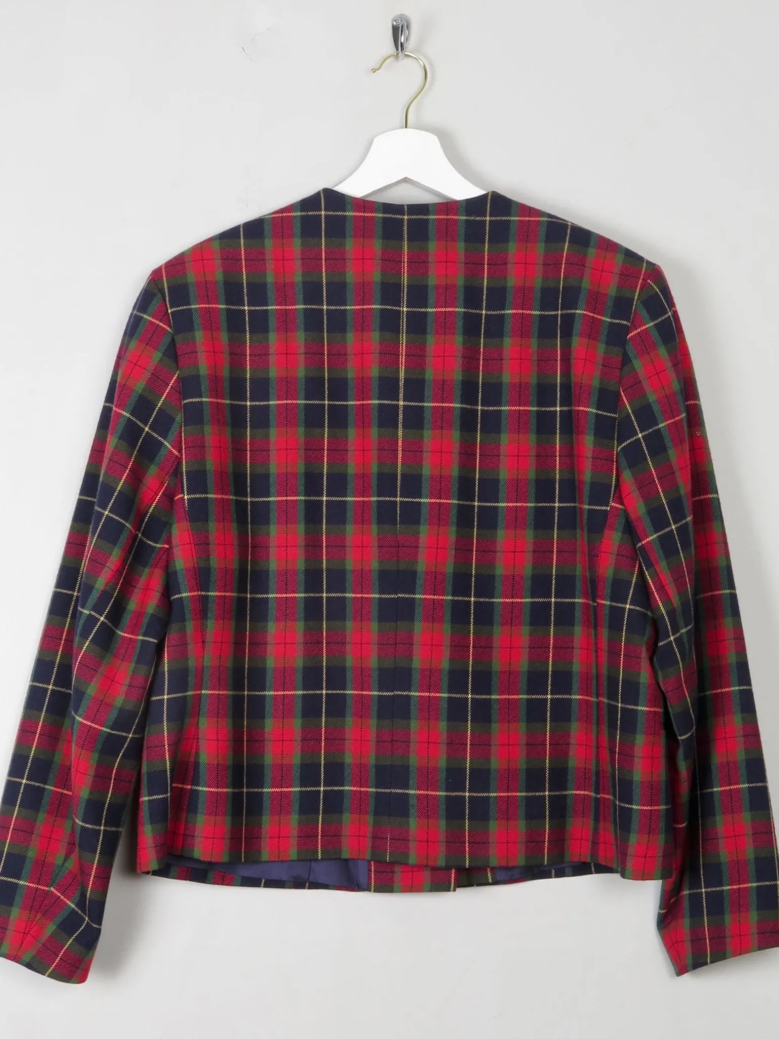 Women's Vintage Red & Navy Tartan Avoca Jacket M