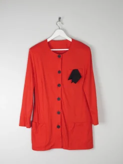 Women’s Vintage Red Jersey 1980s Long Jacket M