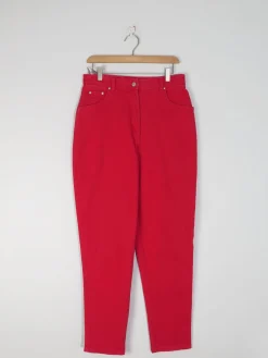 Women's Vintage Red Jinglers Mom Jeans 31" W