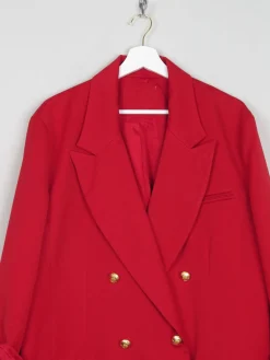 Women's Vintage Red Oversized Long Blazer L/XL