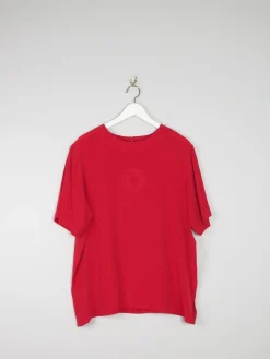 Women’s Vintage Red Silk Tshirt Blouse L