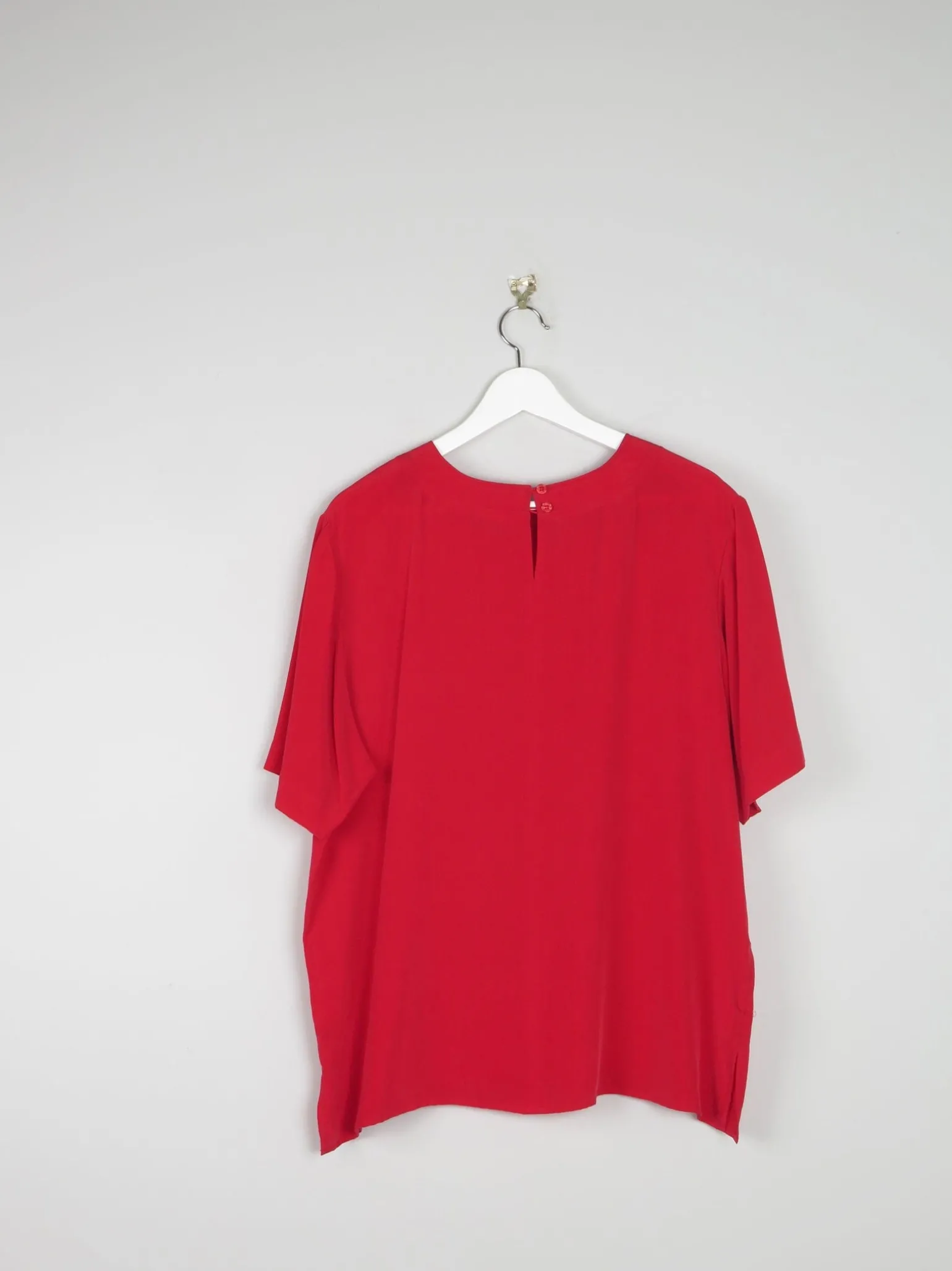 Women’s Vintage Red Silk Tshirt Blouse L