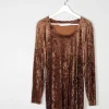 Women’s Vintage Rust Velvet Tunic Top M