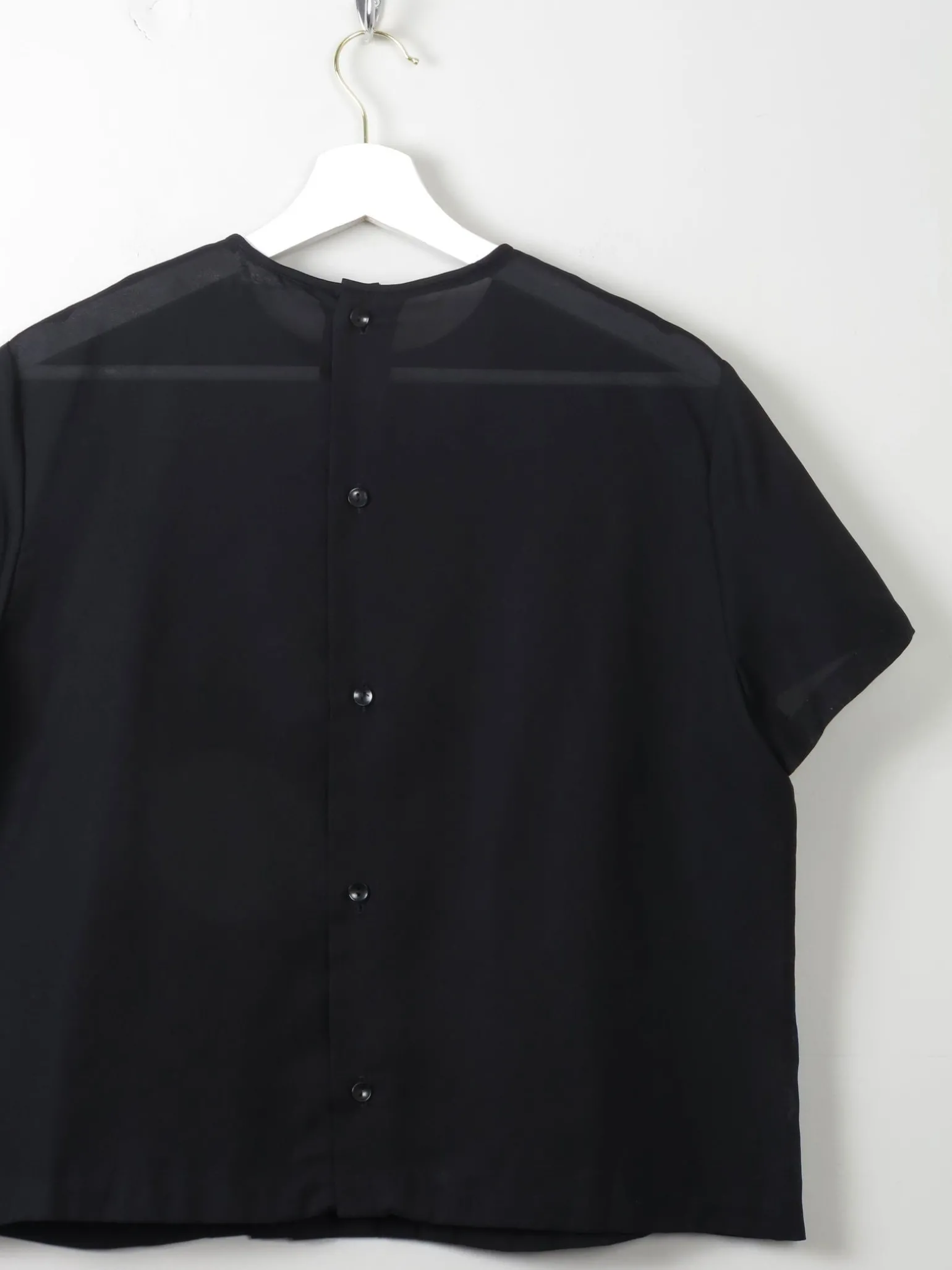 Women's Vintage 1960s Black Blouse With Pleats L/XL