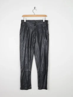 Women's Vintage 1980s Black Leather Trousers S
