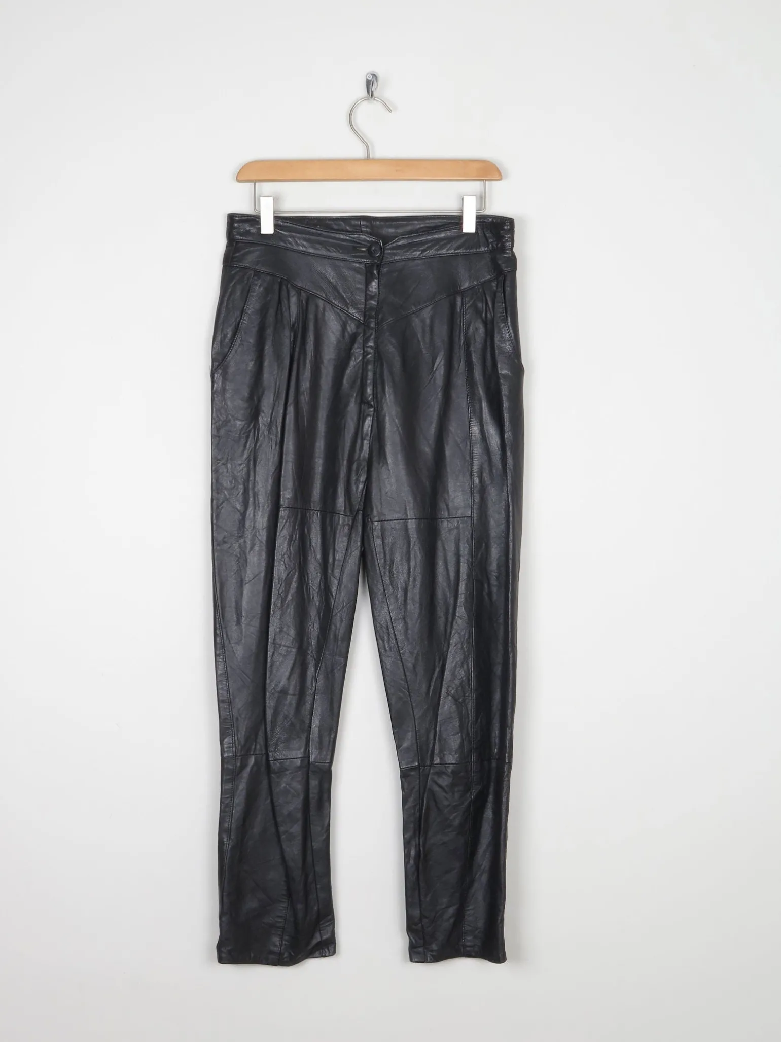 Women's Vintage 1980s Black Leather Trousers S