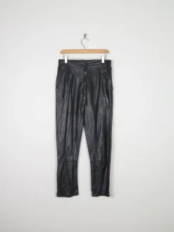 Women's Vintage 1980s Black Leather Trousers S