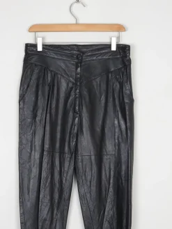 Women's Vintage 1980s Black Leather Trousers S