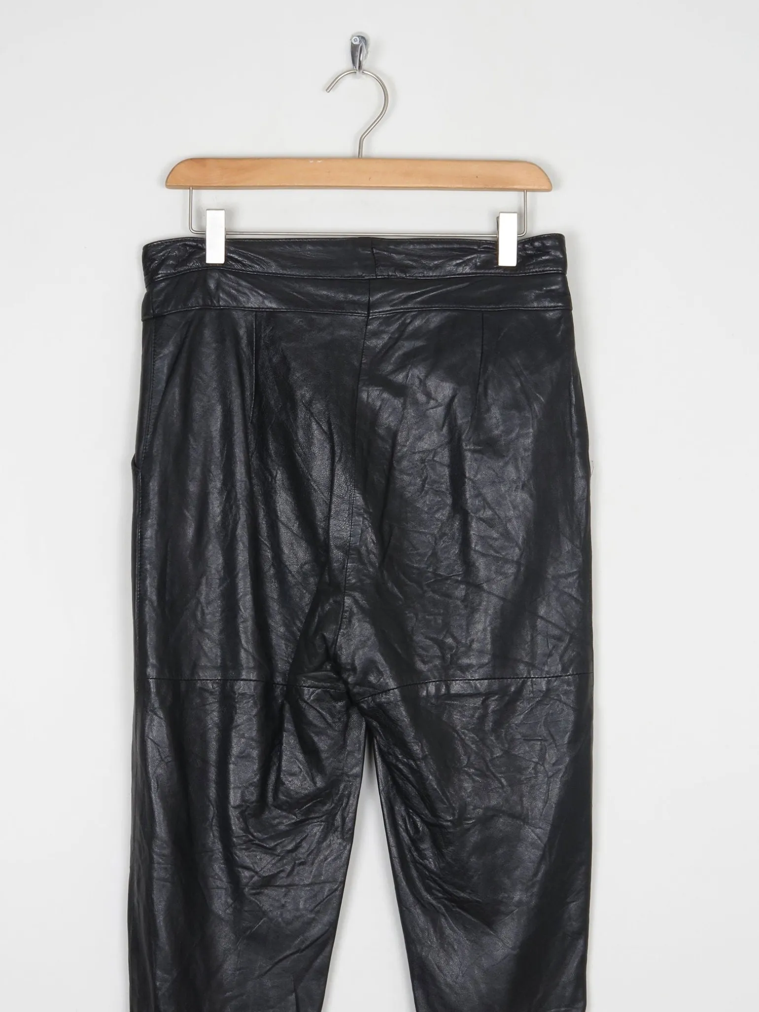 Women's Vintage 1980s Black Leather Trousers S