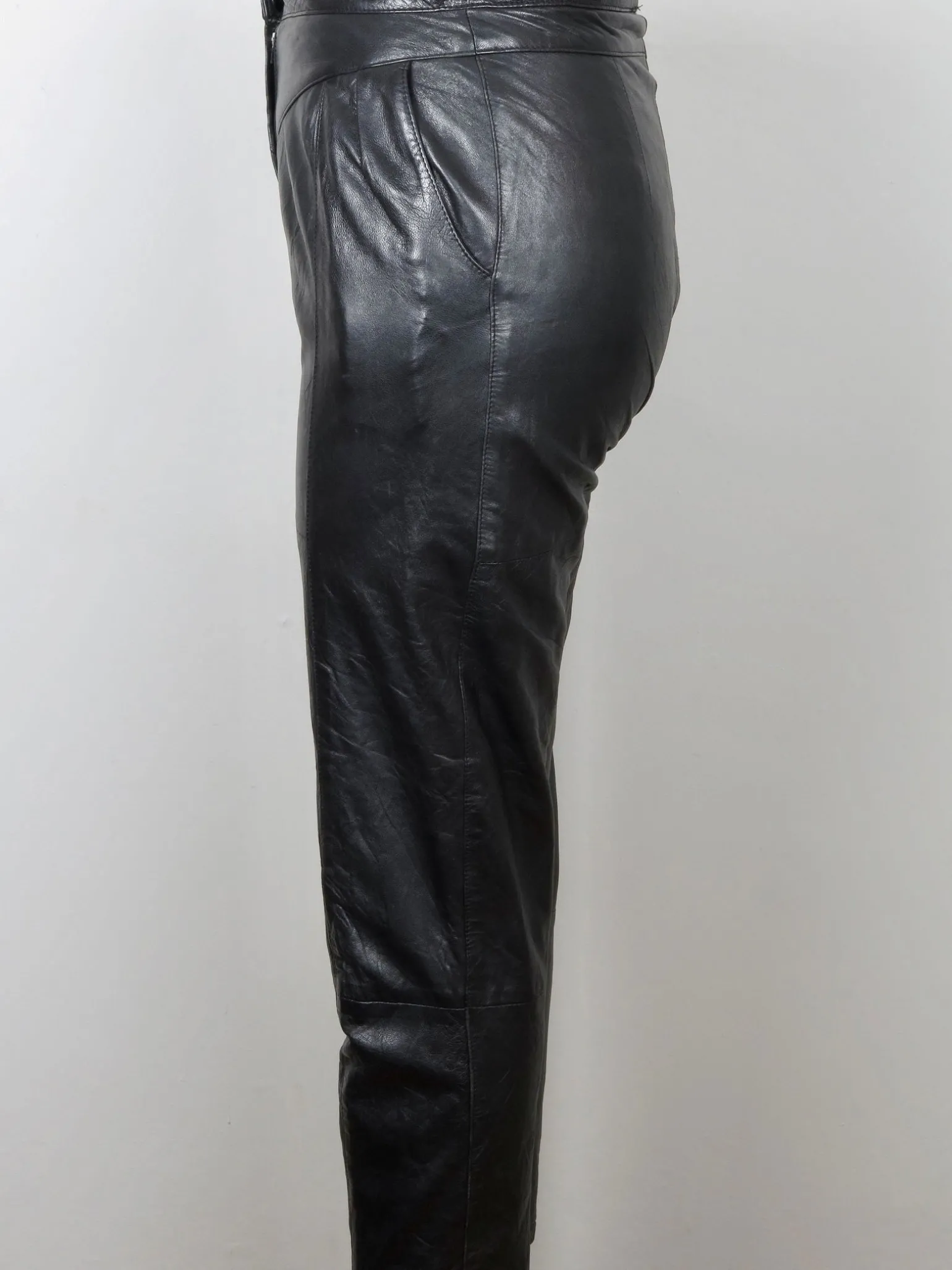 Women's Vintage 1980s Black Leather Trousers S