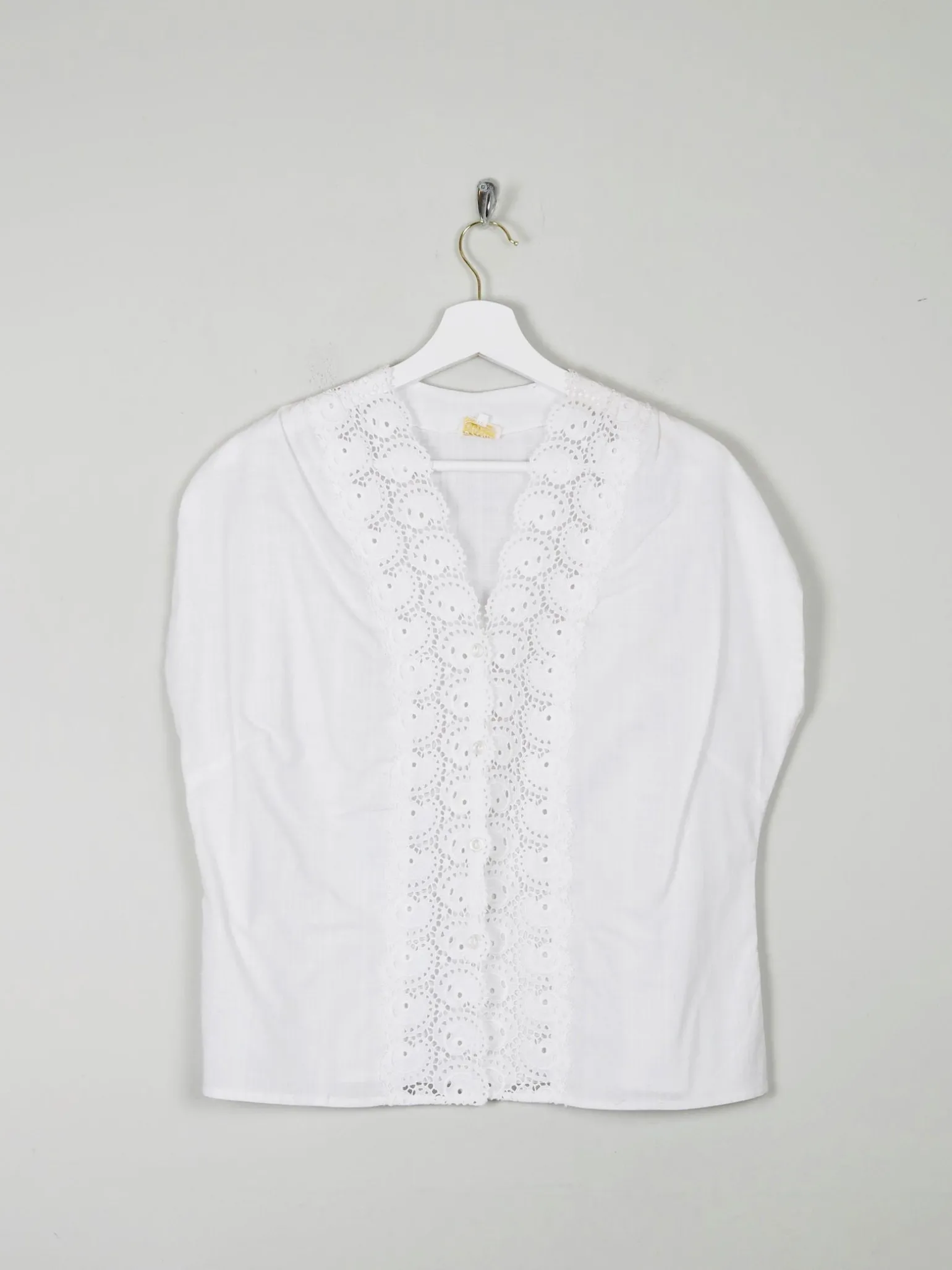 Women's Vintage 1950s Blouse With Lace Panel M