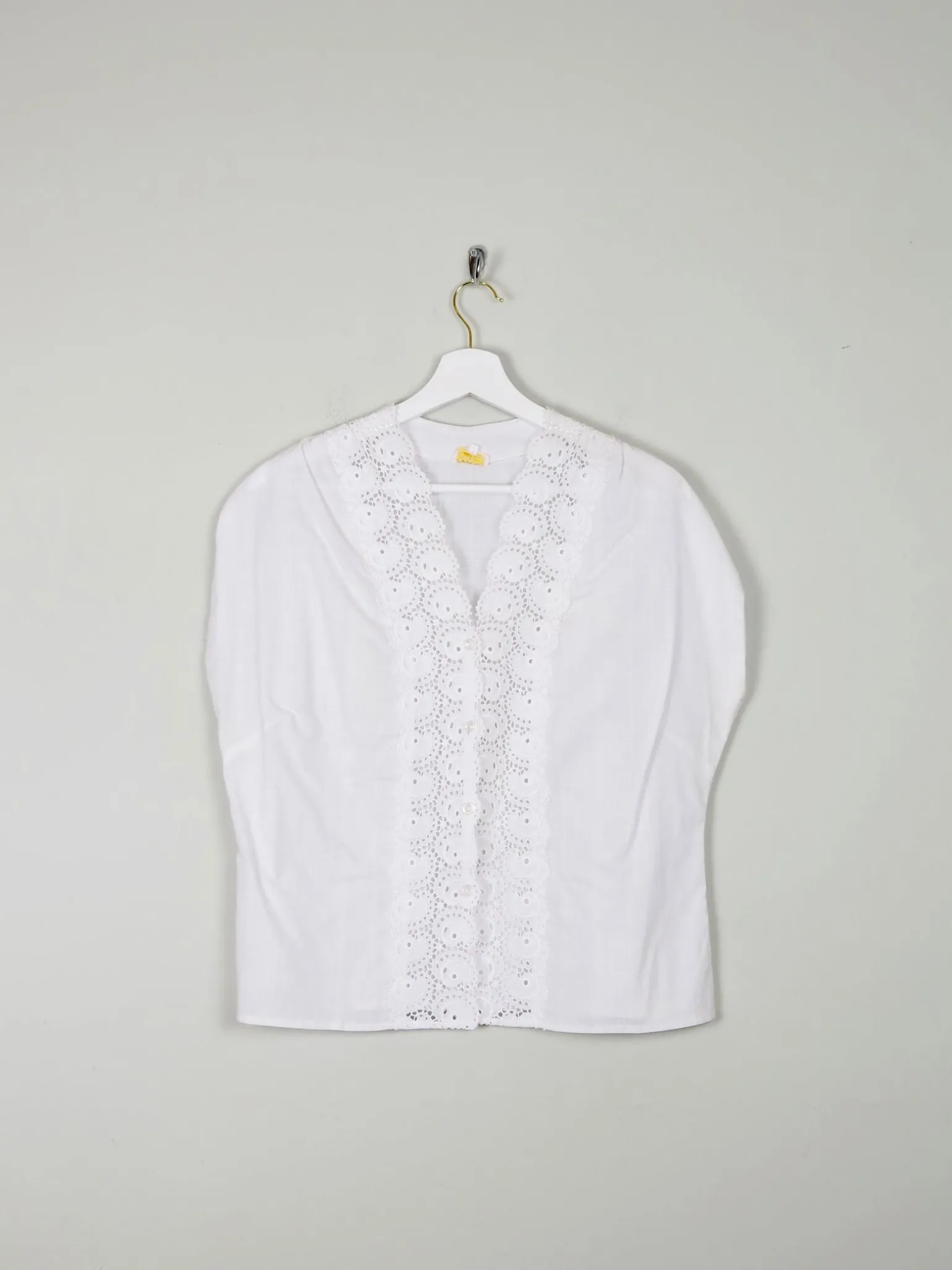 Women's Vintage 1950s Blouse With Lace Panel M