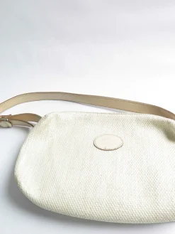 Women's Vintage 1990s Cream Straw Shoulder Bag