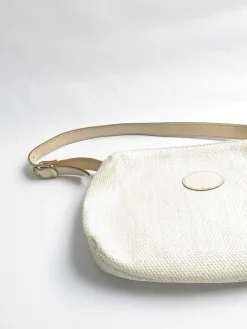 Women's Vintage 1990s Cream Straw Shoulder Bag