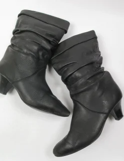 Women's Vintage Short Black Leather Boots 39/6