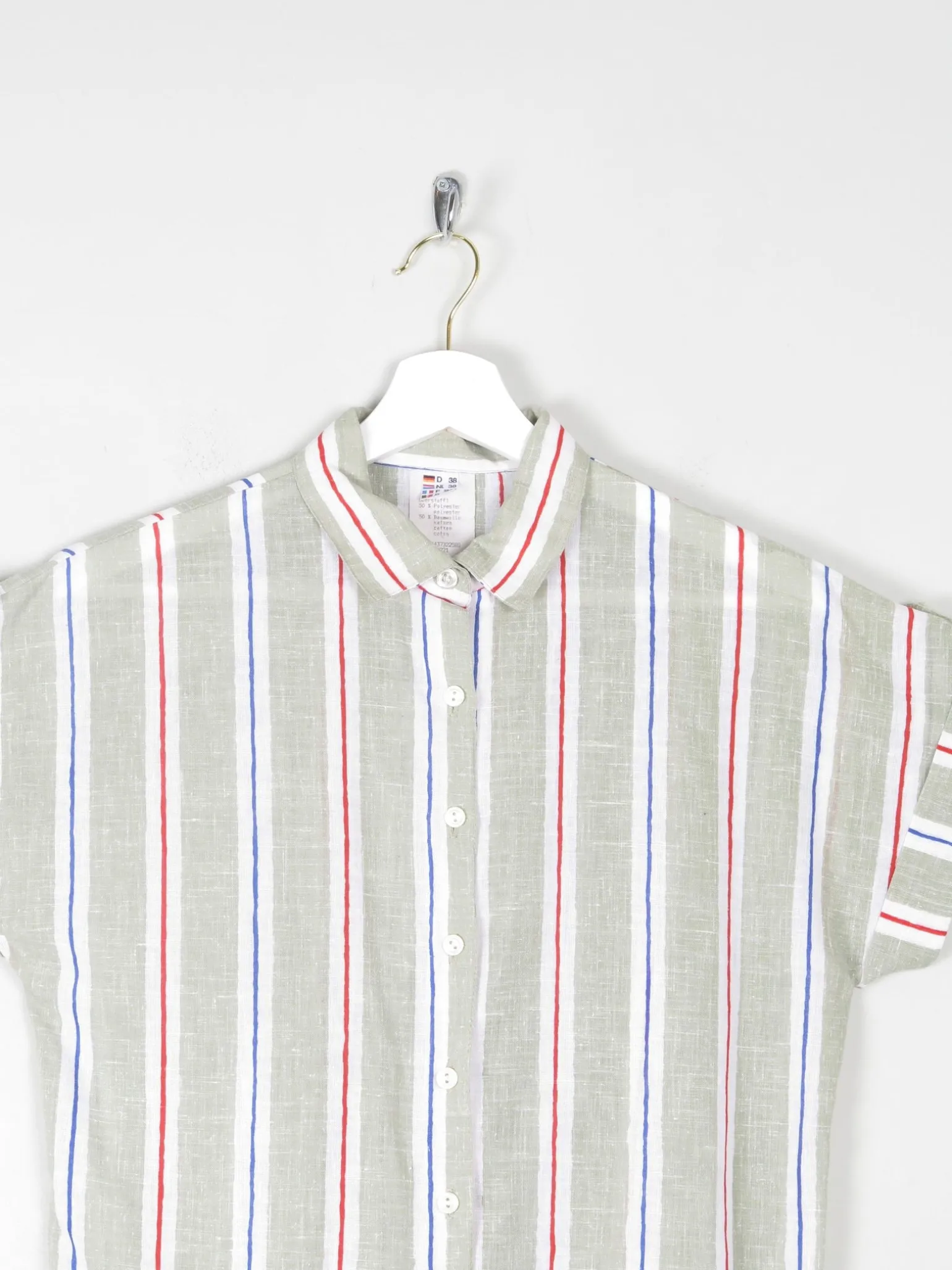 Women's Vintage Short Sleeve Striped Blouse 10/12