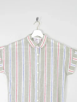 Women's Vintage Short Sleeve Striped Blouse 10/12
