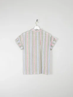 Women's Vintage Short Sleeve Striped Blouse 10/12