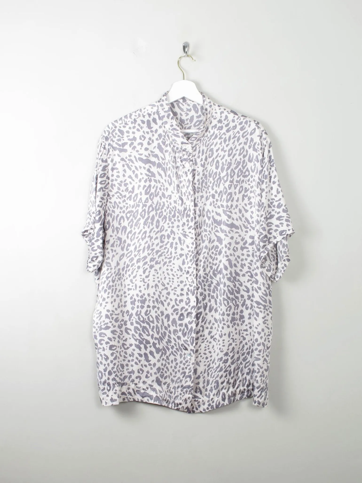 Women's Vintage Silk Leopard Print Top L/XL