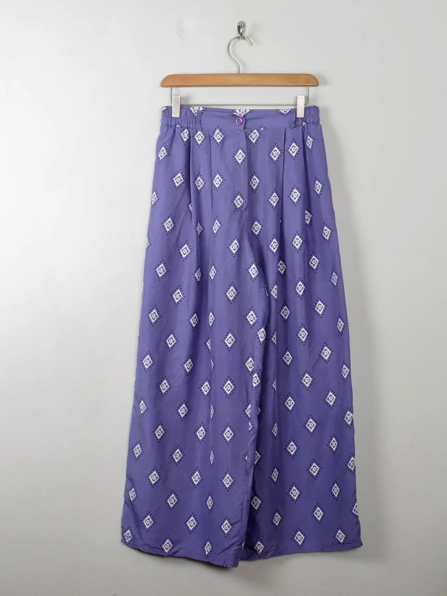 Women's Vintage Silk Printed Culottes Trousers S