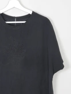 Women's Vintage Silk Short Sleeved Blouse With Embroidery M/L
