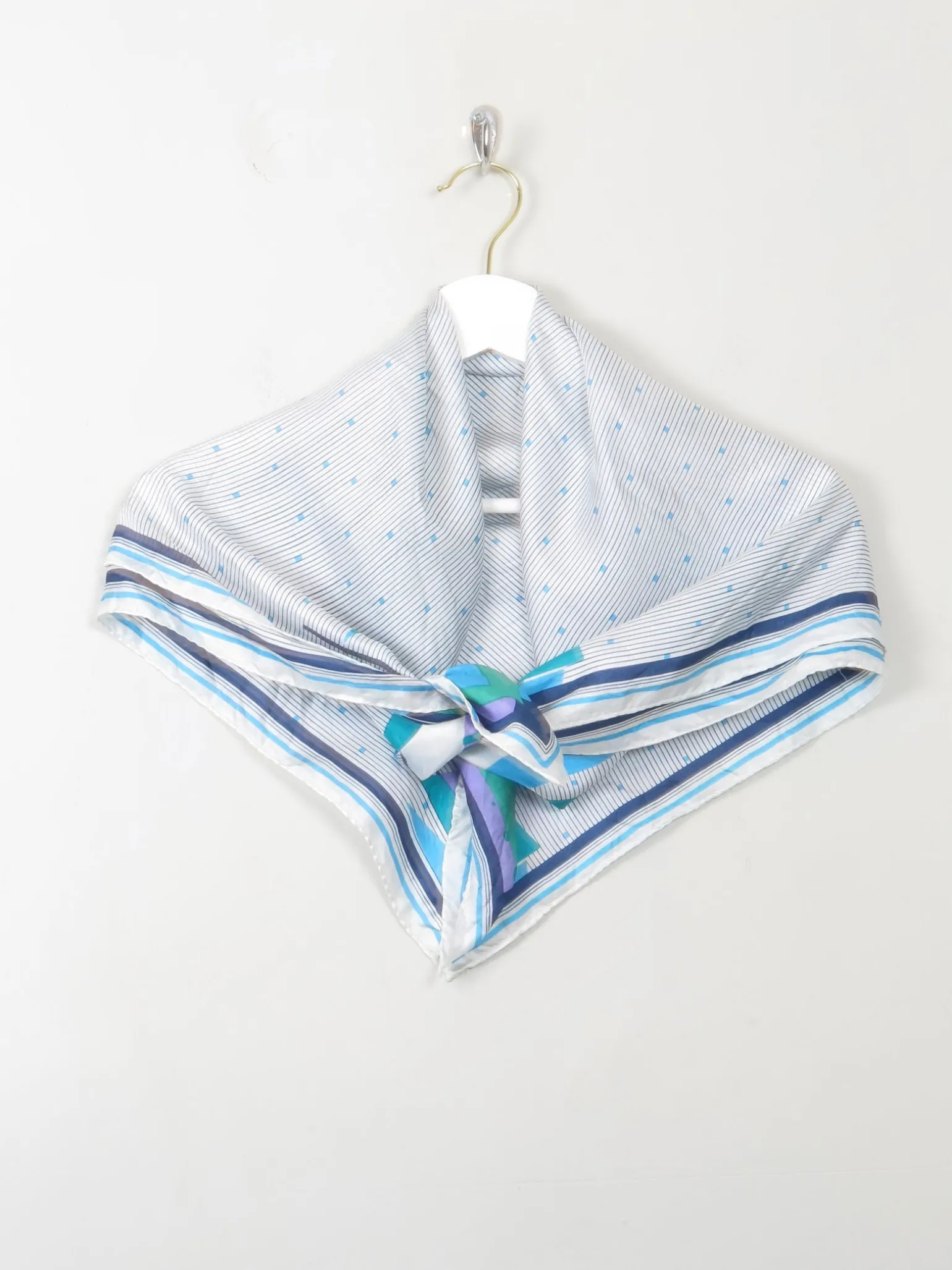 Women's Vintage Silk Square Scarf With Boats