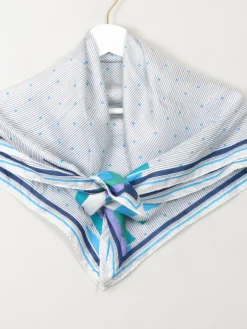 Women's Vintage Silk Square Scarf With Boats