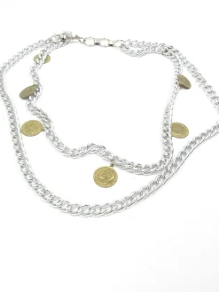 Women's Vintage Silver & Gold Coin Belt S/M