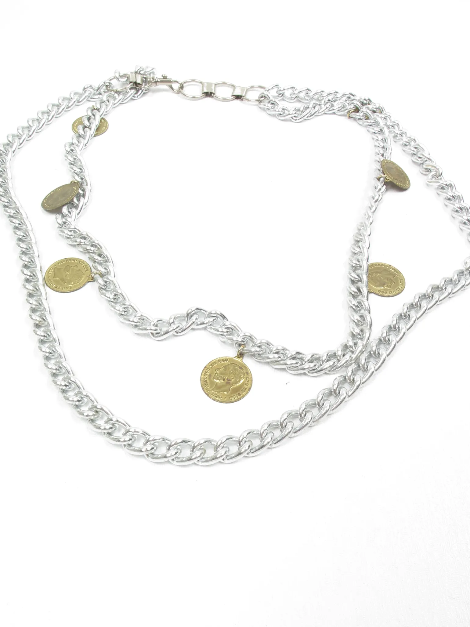 Women's Vintage Silver & Gold Coin Belt S/M