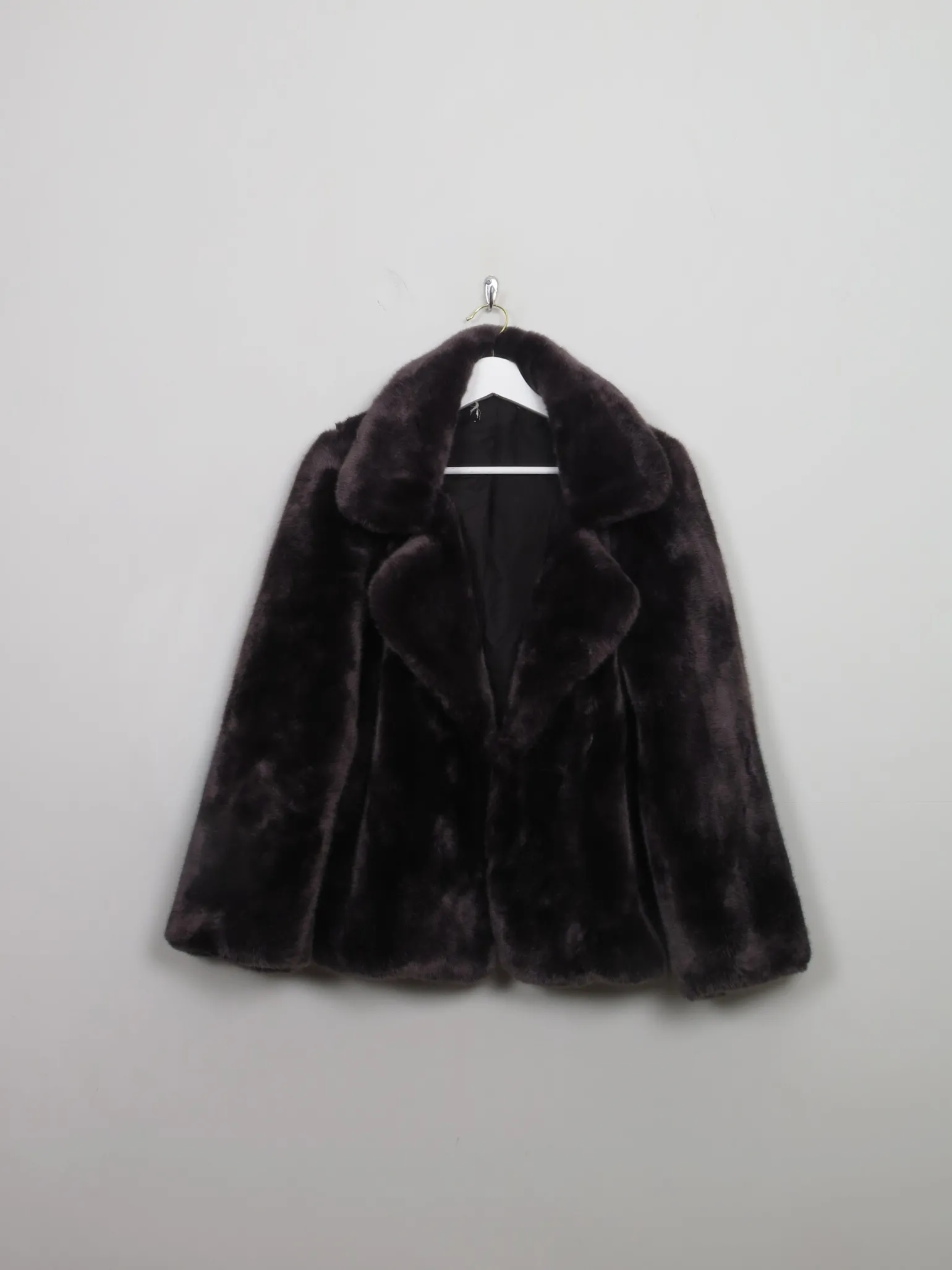 Women's Vintage Style Faux Fur Mauve Grey M