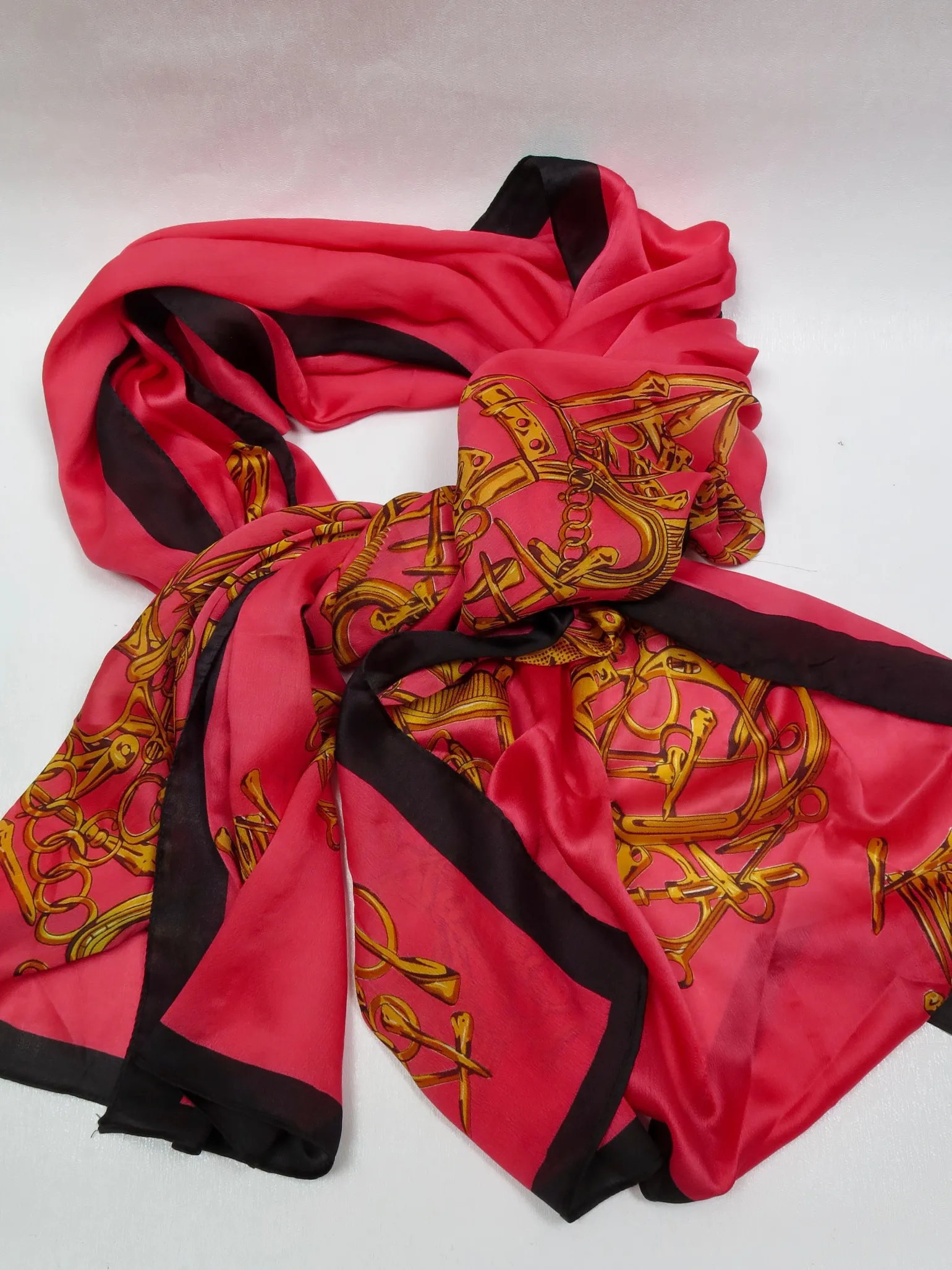 Women's Vintage Style Large Printed Silk Scarf Wrap