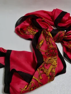 Women's Vintage Style Large Printed Silk Scarf Wrap