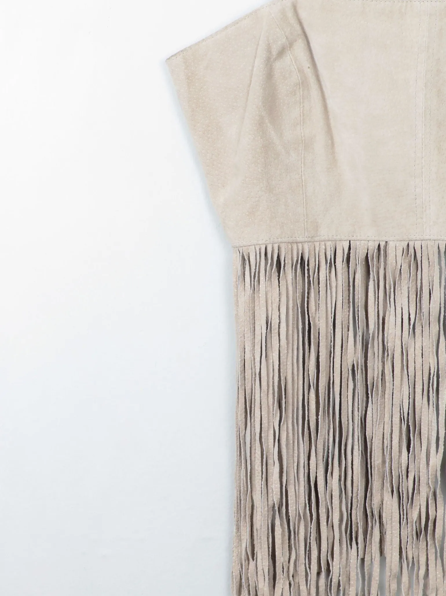 Women's Vintage Suede Fringed Top XS
